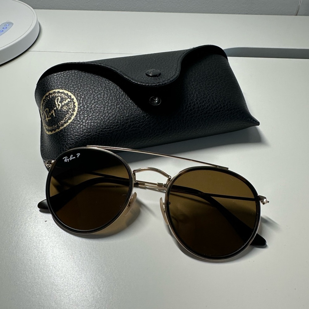 Ray-Ban RB3647N Round Double Bridge Polarized Sunglasses